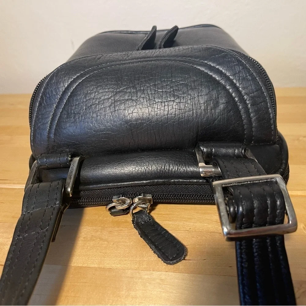 LATICO Black Leather Crossbody Organizer Bag RFID Wallet Travel Messenger Purse